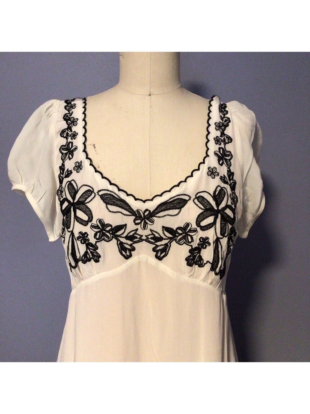 J.Crew White Black Floral Embroidered Empire Waist Maxi Dress Sz 6 Side Slit NWT - Picture 6 of 16